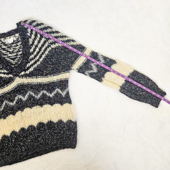 Vintage Mohair Blend Sweater Confetti Chevron Stripe Made In Italy Size Medium - Picture 9 of 10